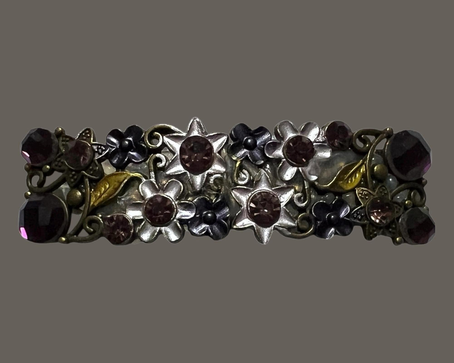 Purple Floral Clip Barrette