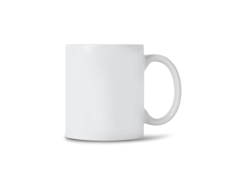 White mug ready for a business logo print