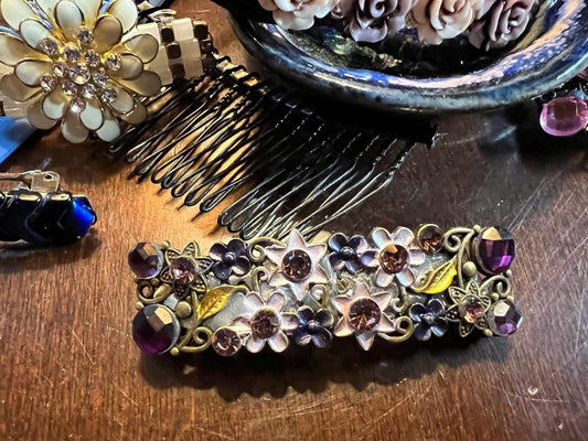 Purple Floral Clip Barrette