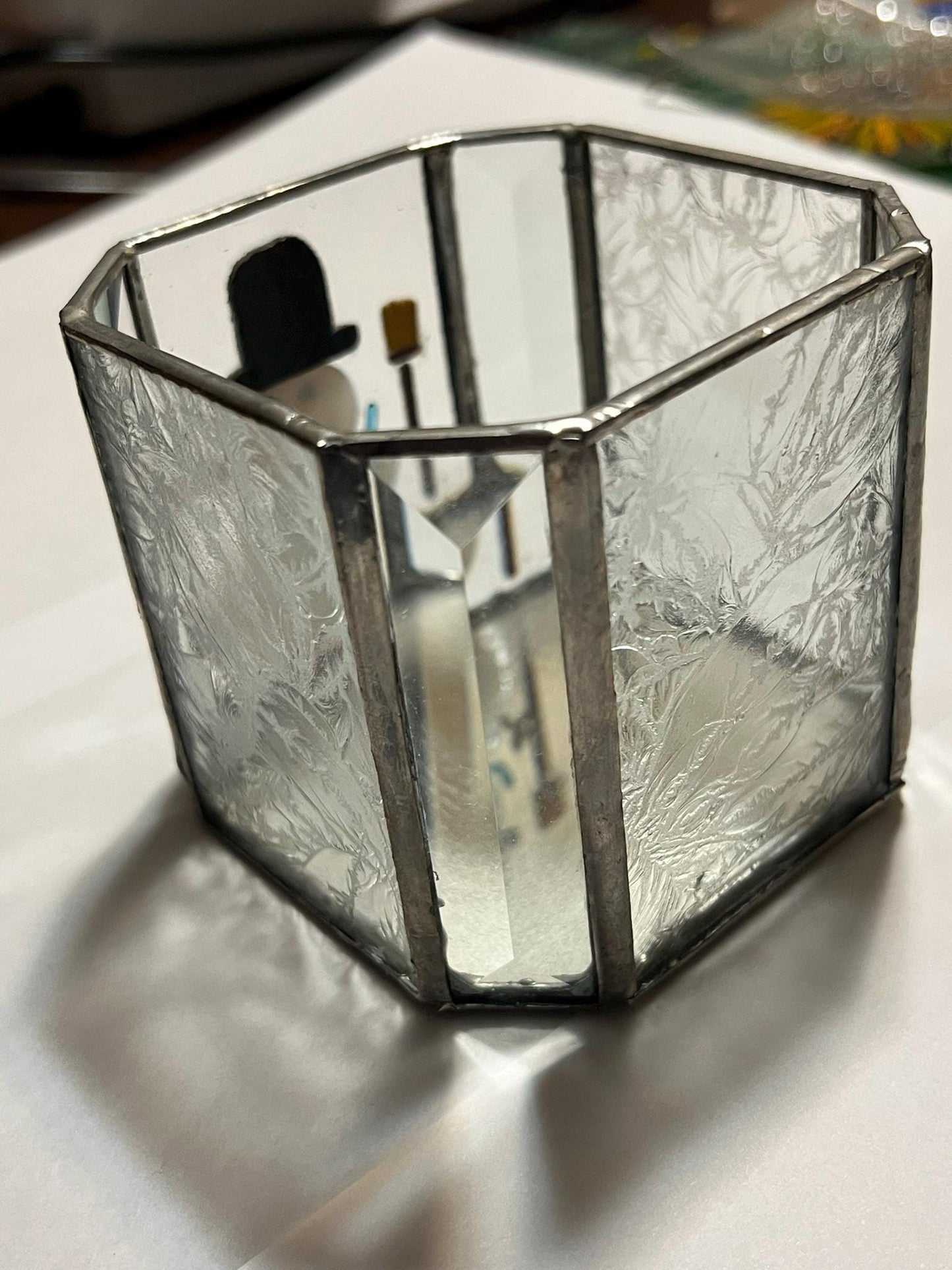 Snowman Stained Glass Votive Holder