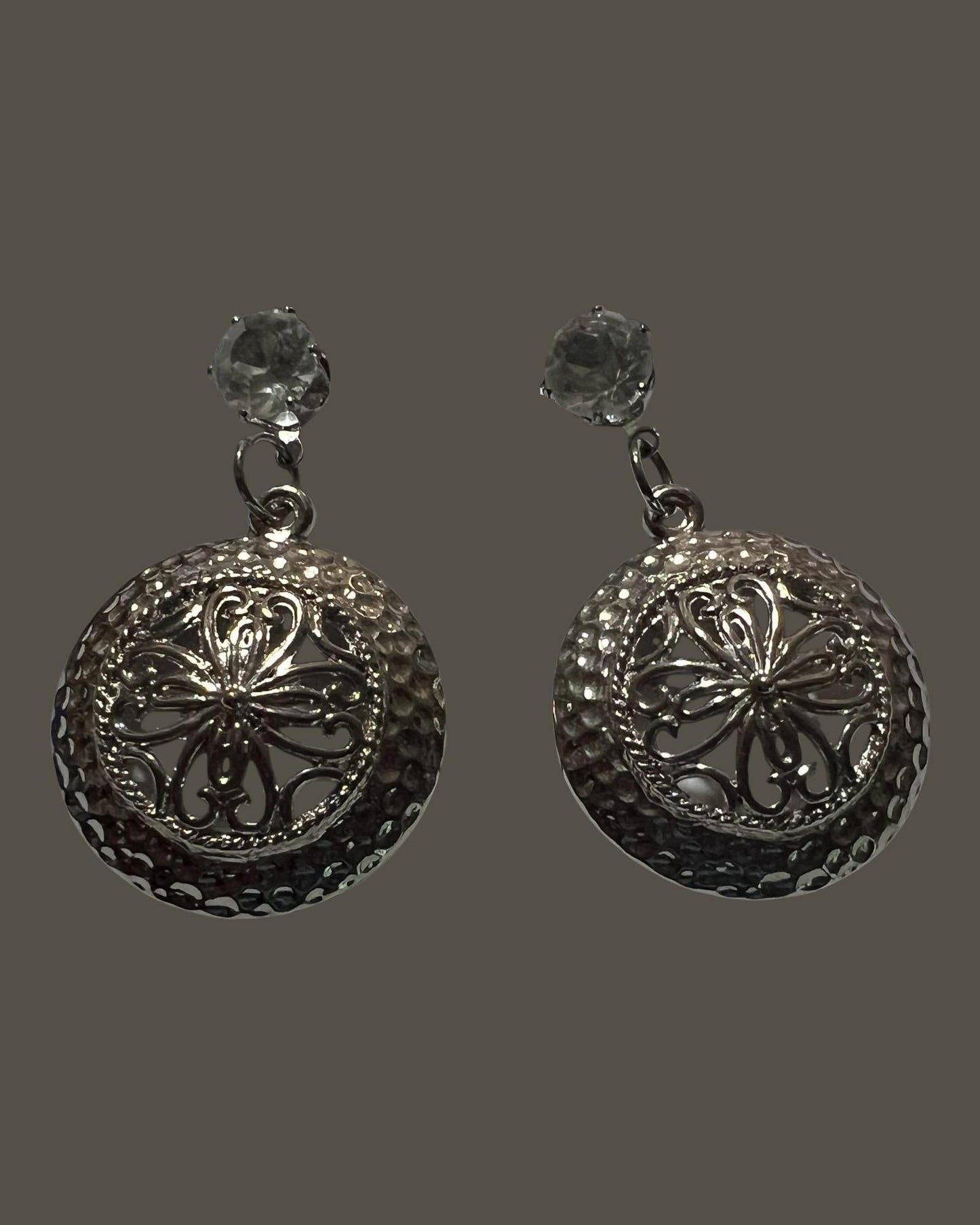 Crystal and disk earrings