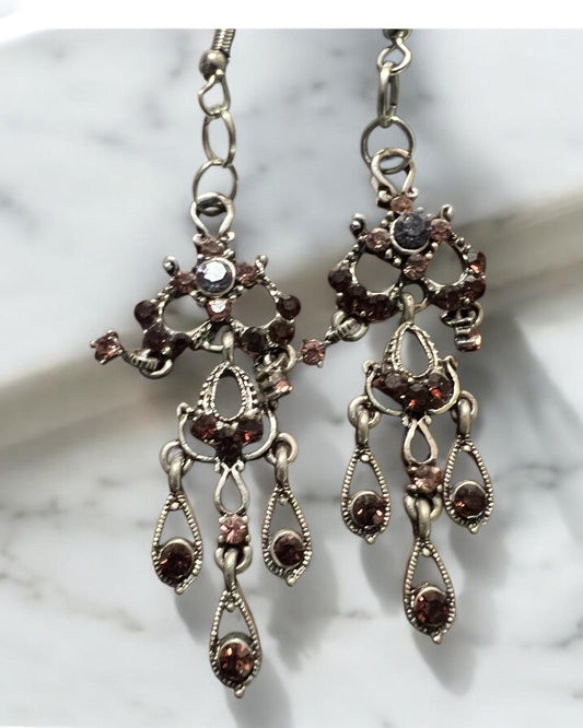 Purple Chandelier Earring and Necklace Set