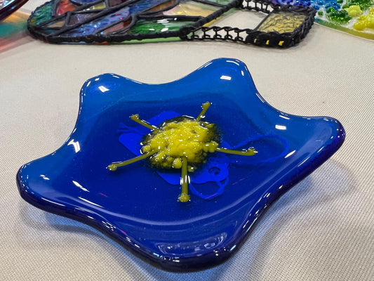 Blue Flower Ring Dish