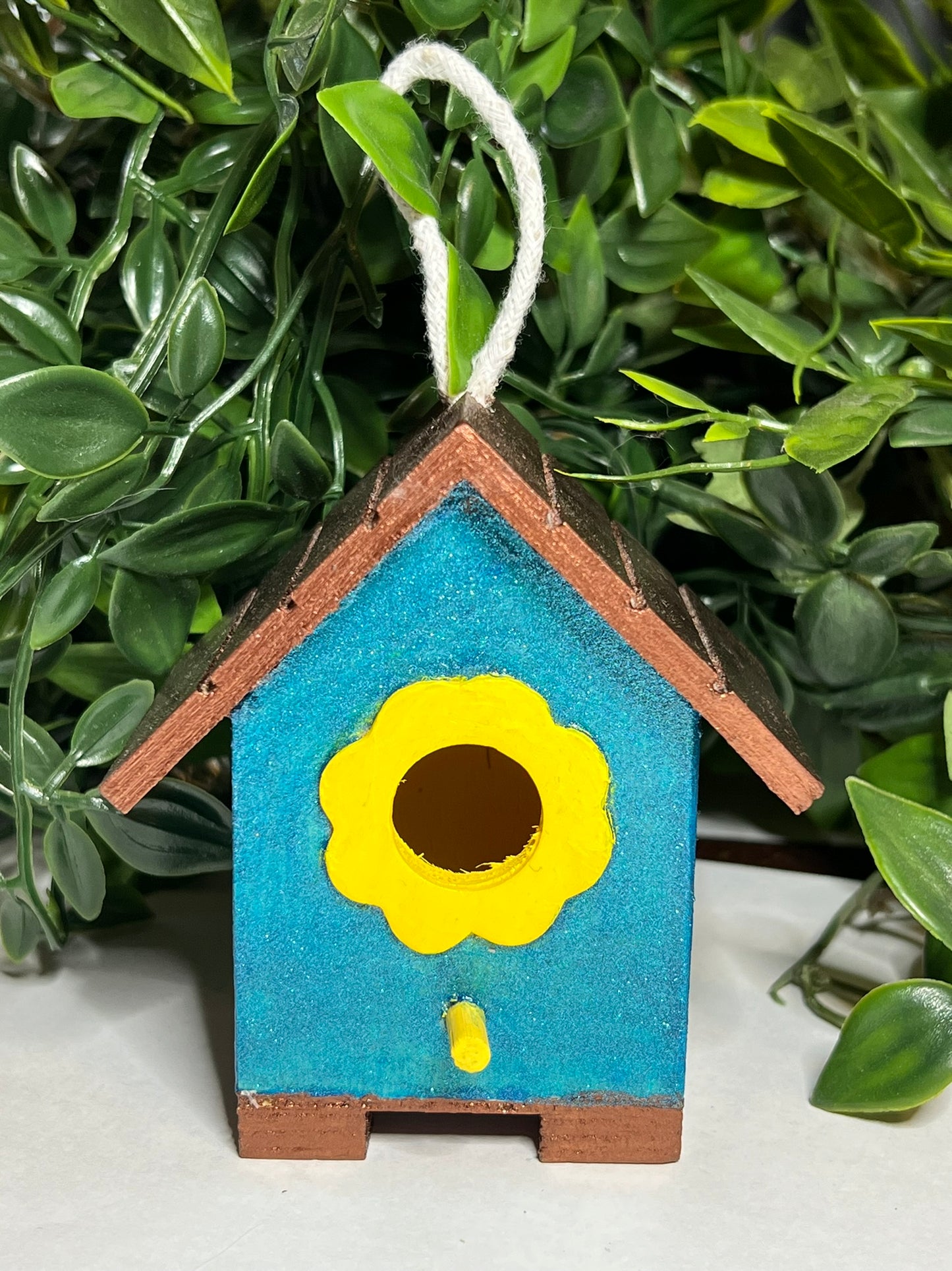 Small Blue Sunflower Birdhouse