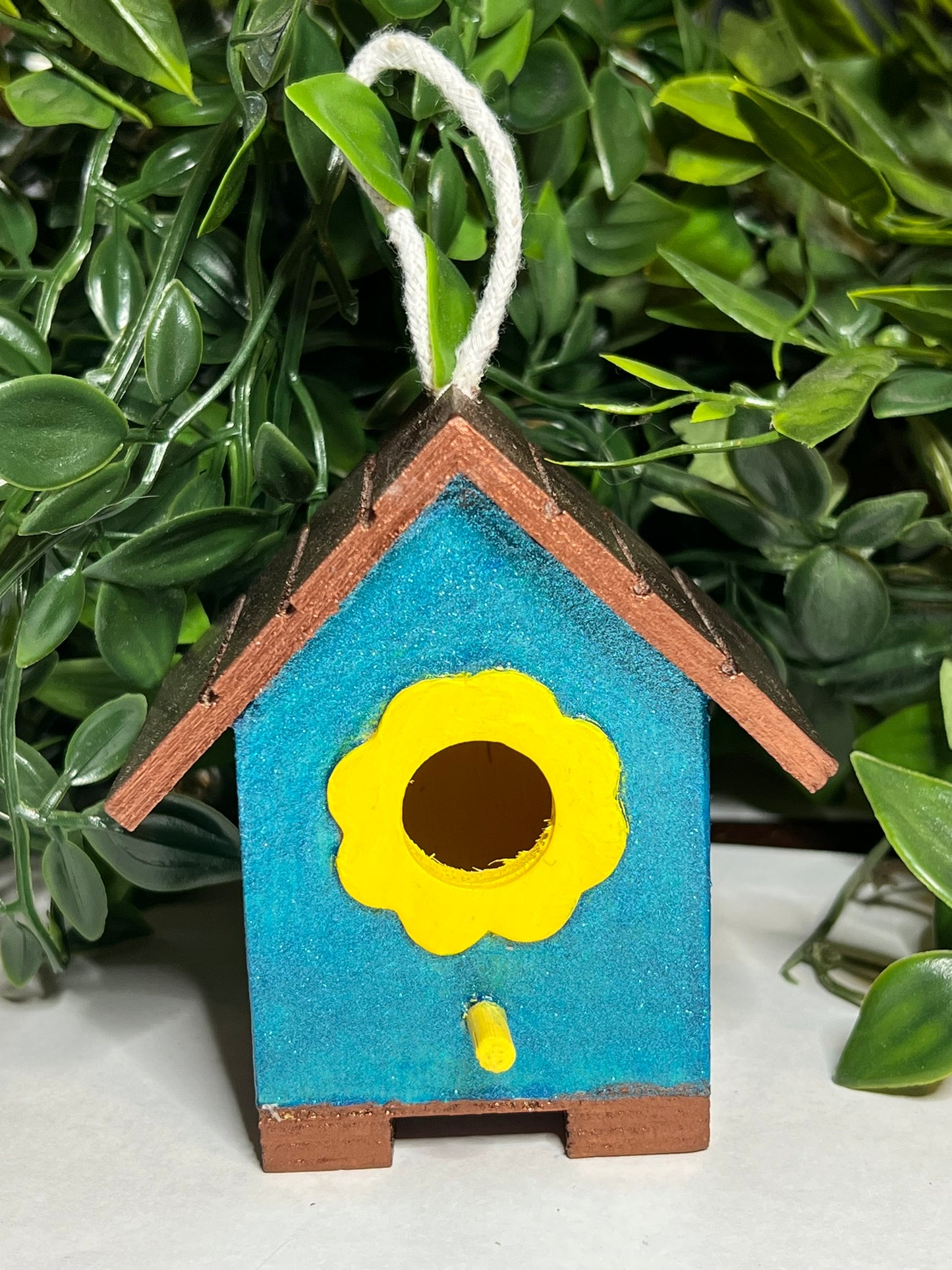 Small Blue Sunflower Birdhouse