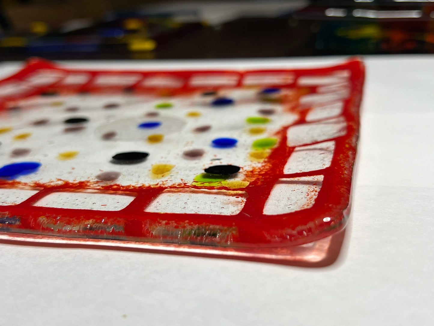 Red Fused Glass Plate