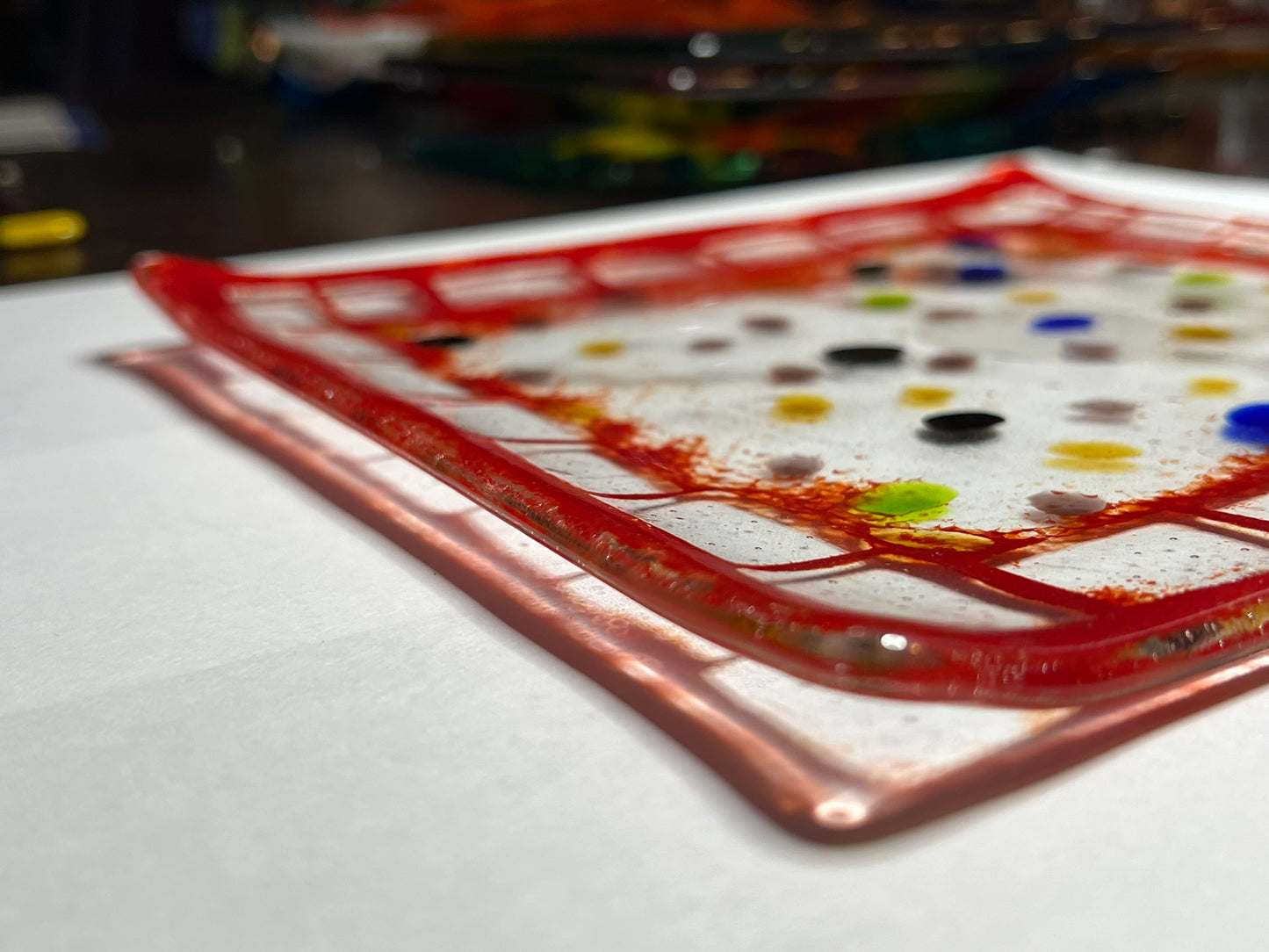 Red Fused Glass Plate