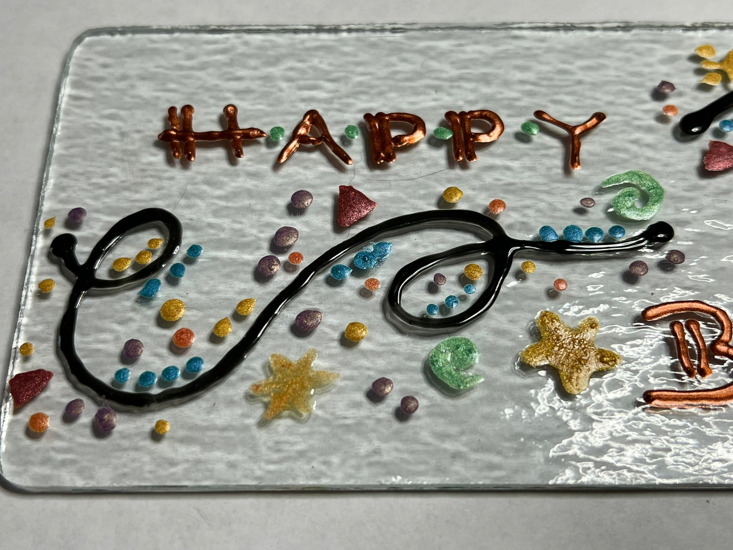 Happy Birthday Suncatcher with Bronze Lettering