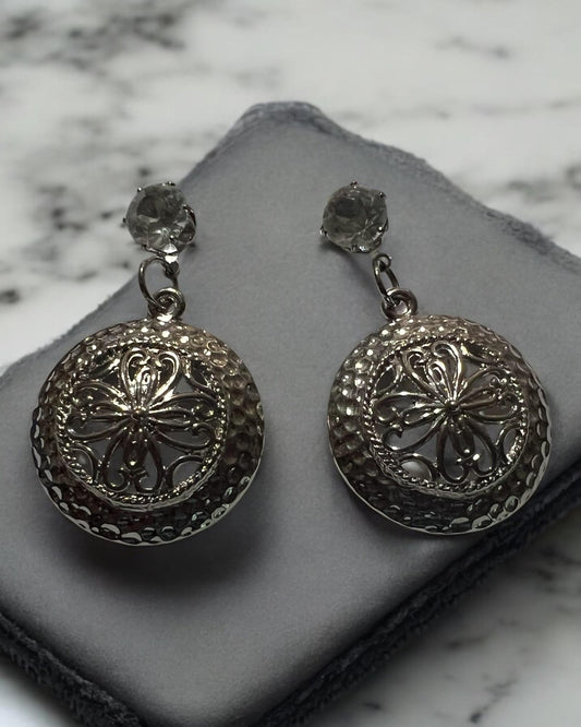 Crystal and disk earrings