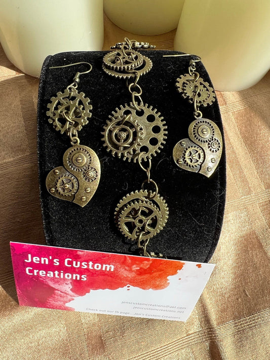 Gear Earrings and Bracelet