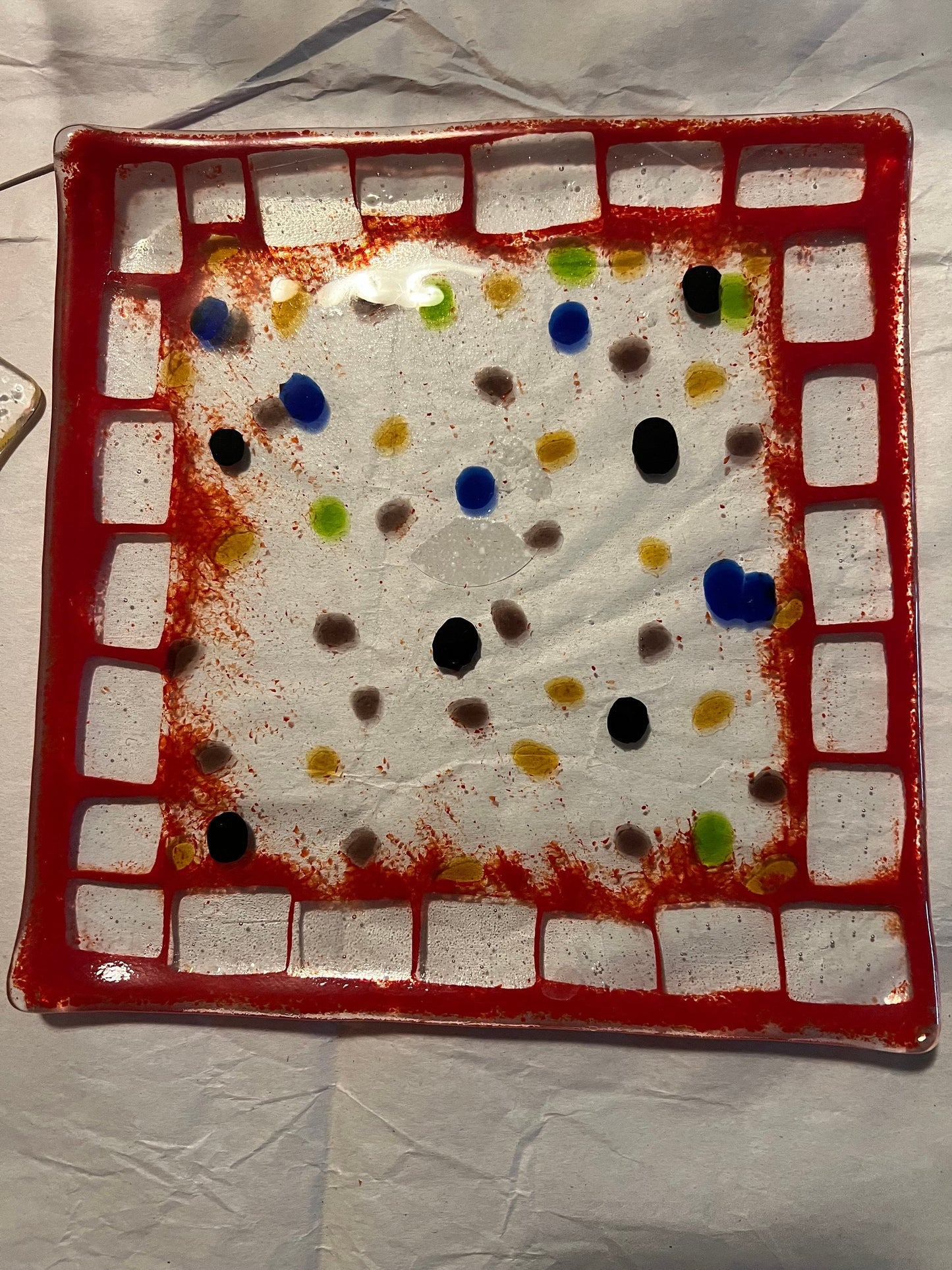 Red Fused Glass Plate