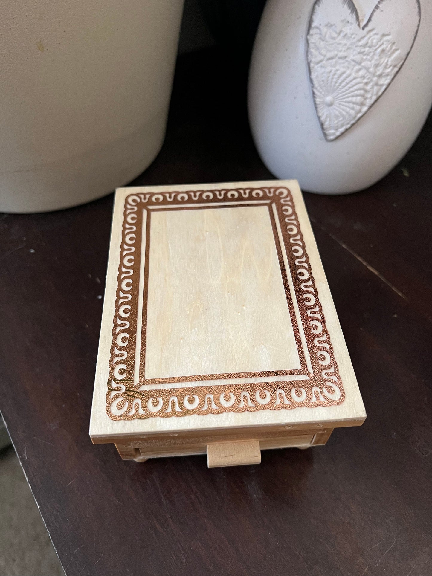 Copper framed Wood Jewelry Box