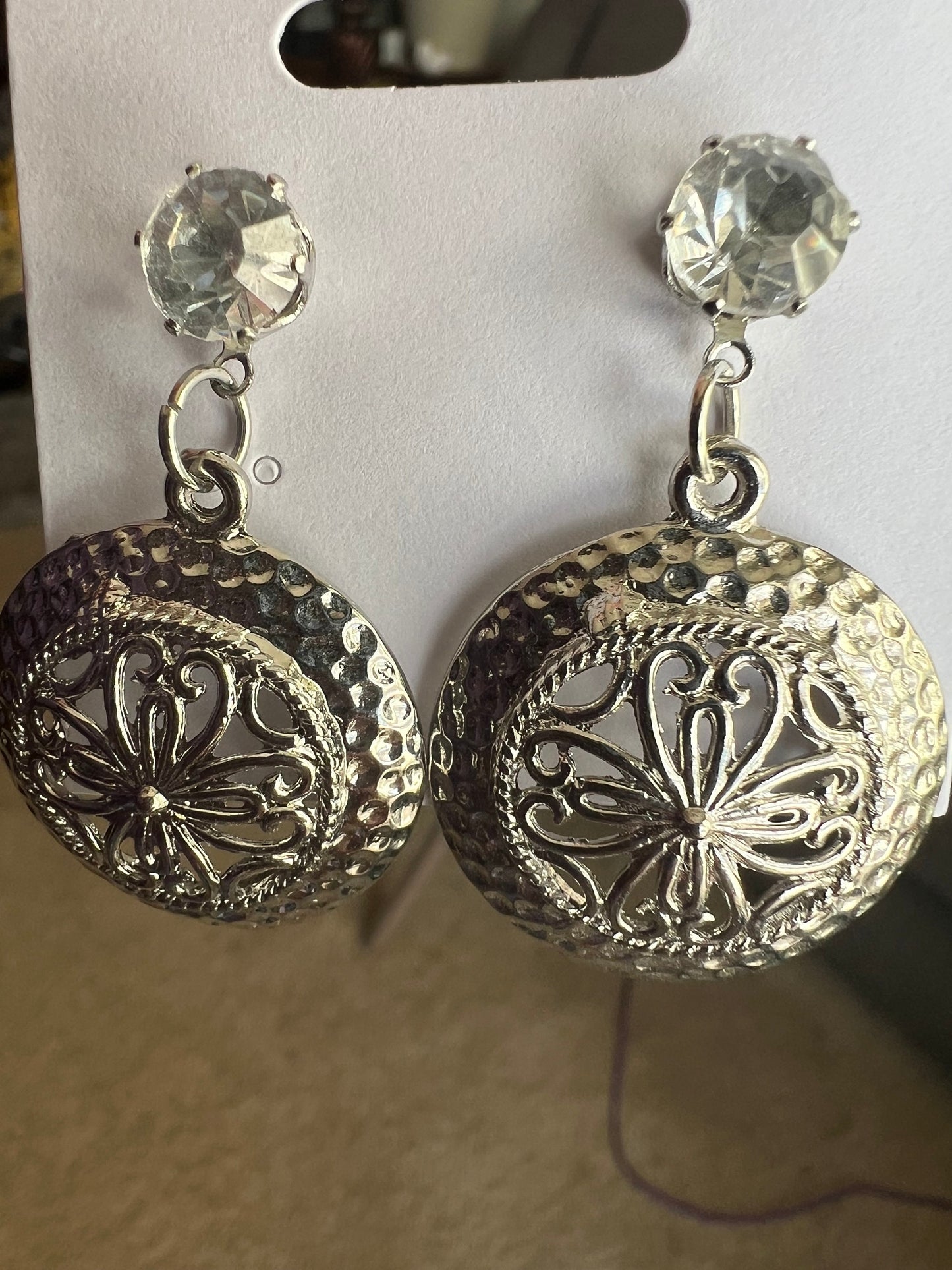 Crystal and disk earrings