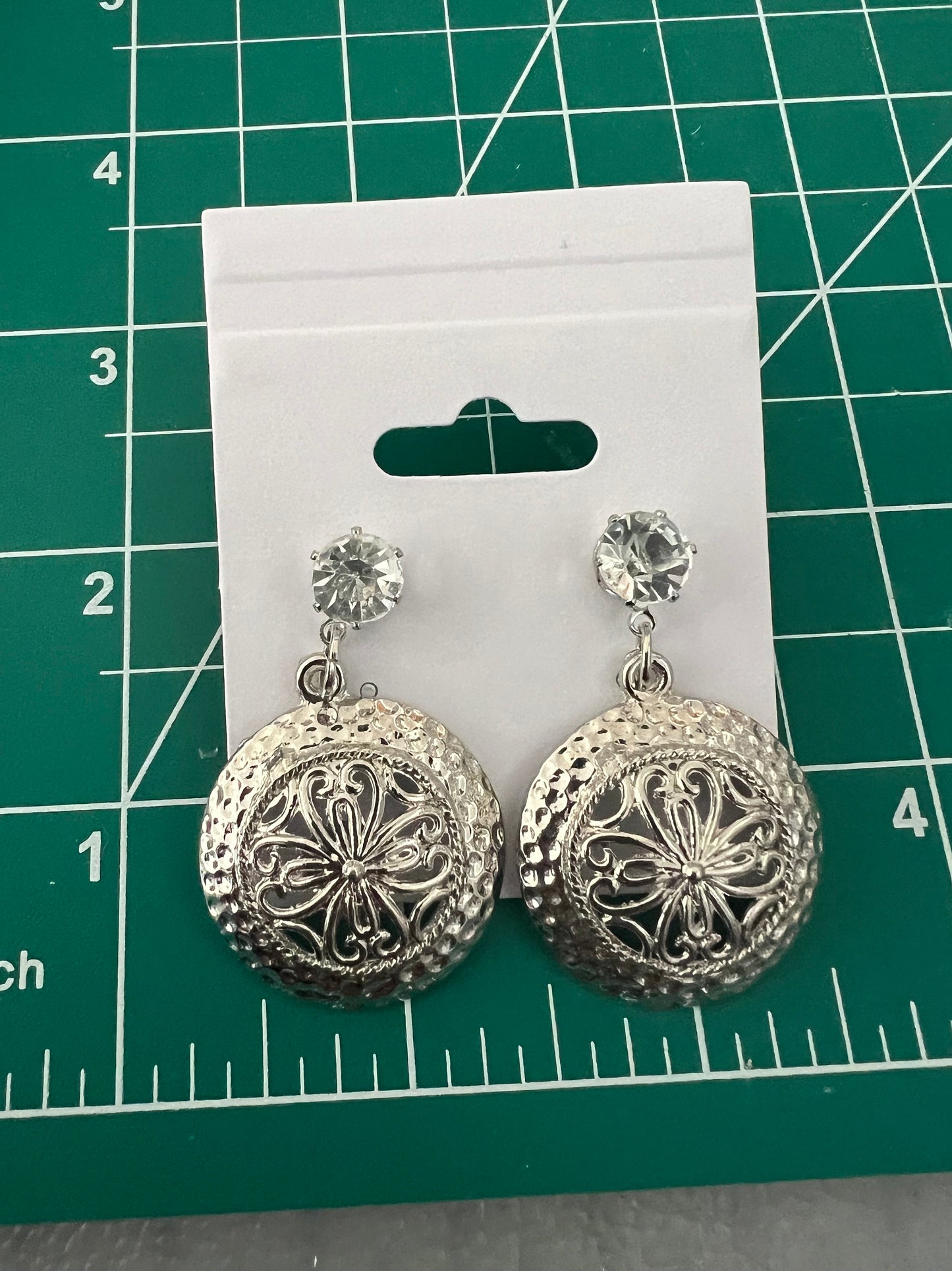 Crystal and disk earrings