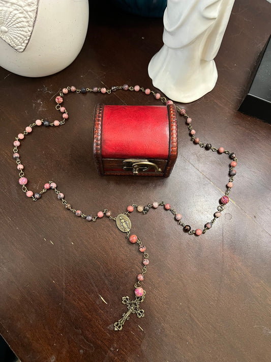 Handmade Rosary with custom storage chest