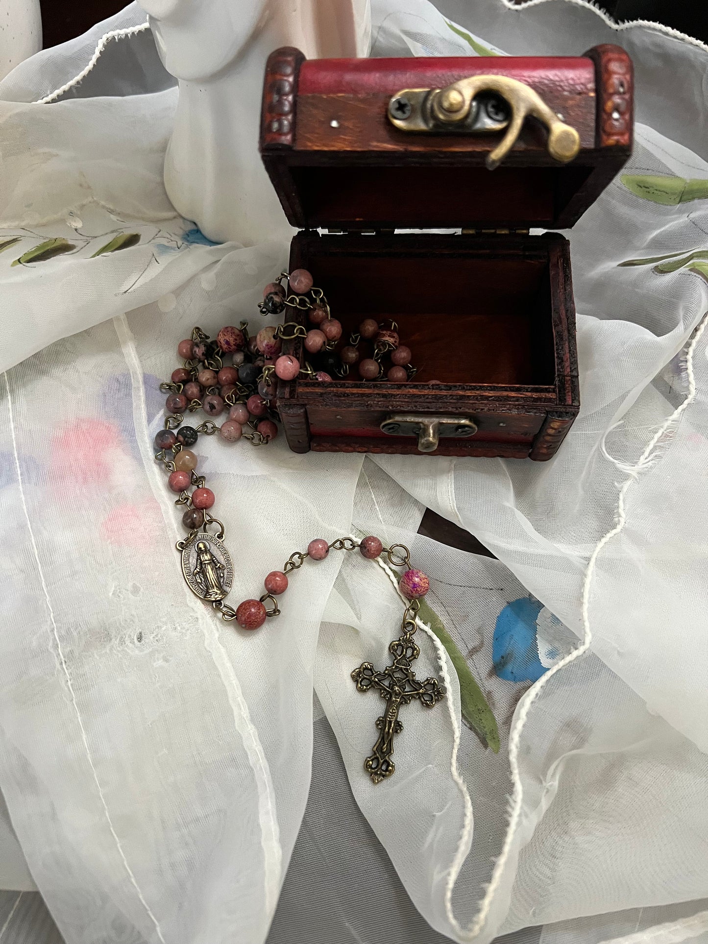 Handmade Rosary with custom storage chest