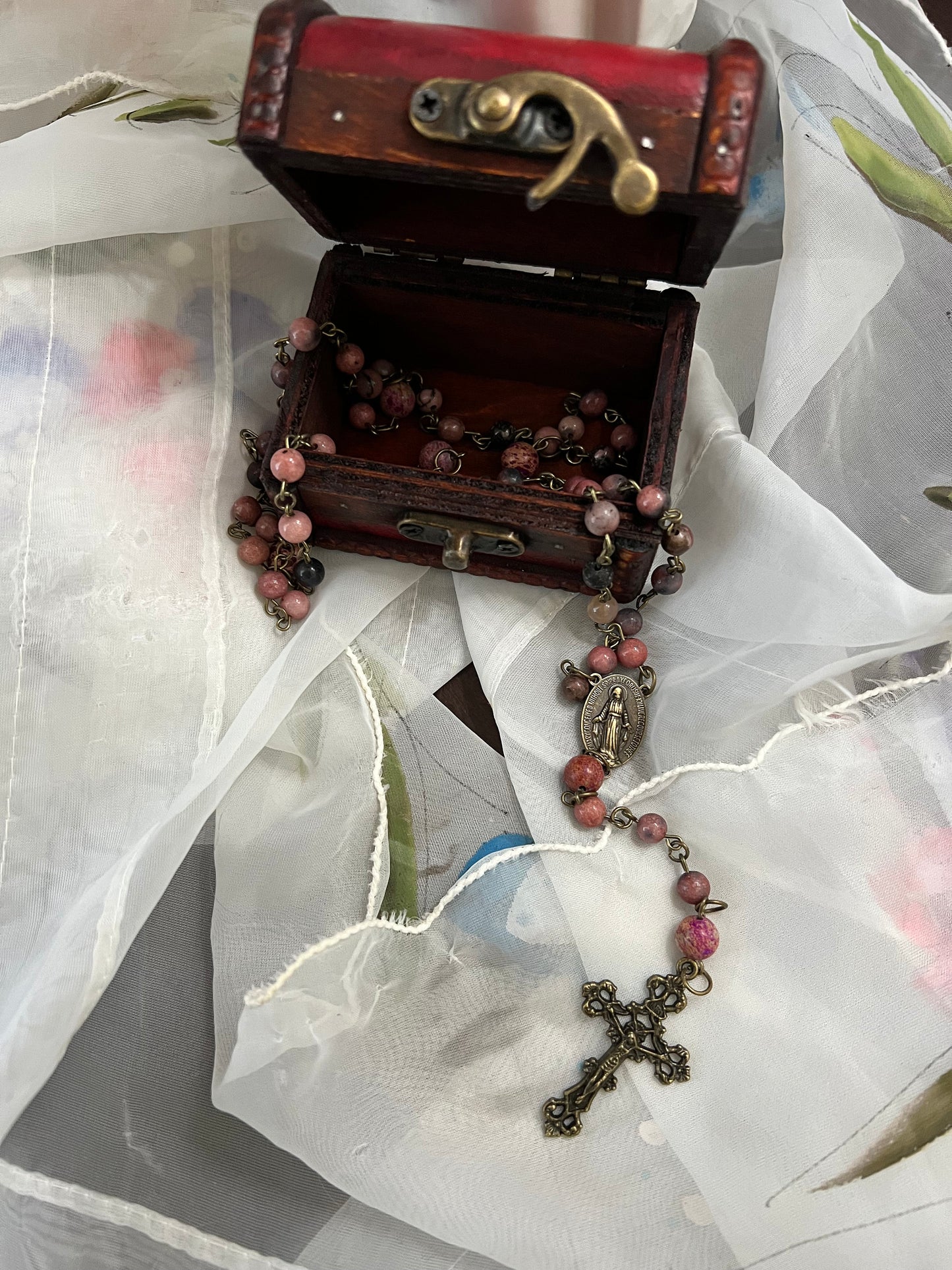 Handmade Rosary with custom storage chest